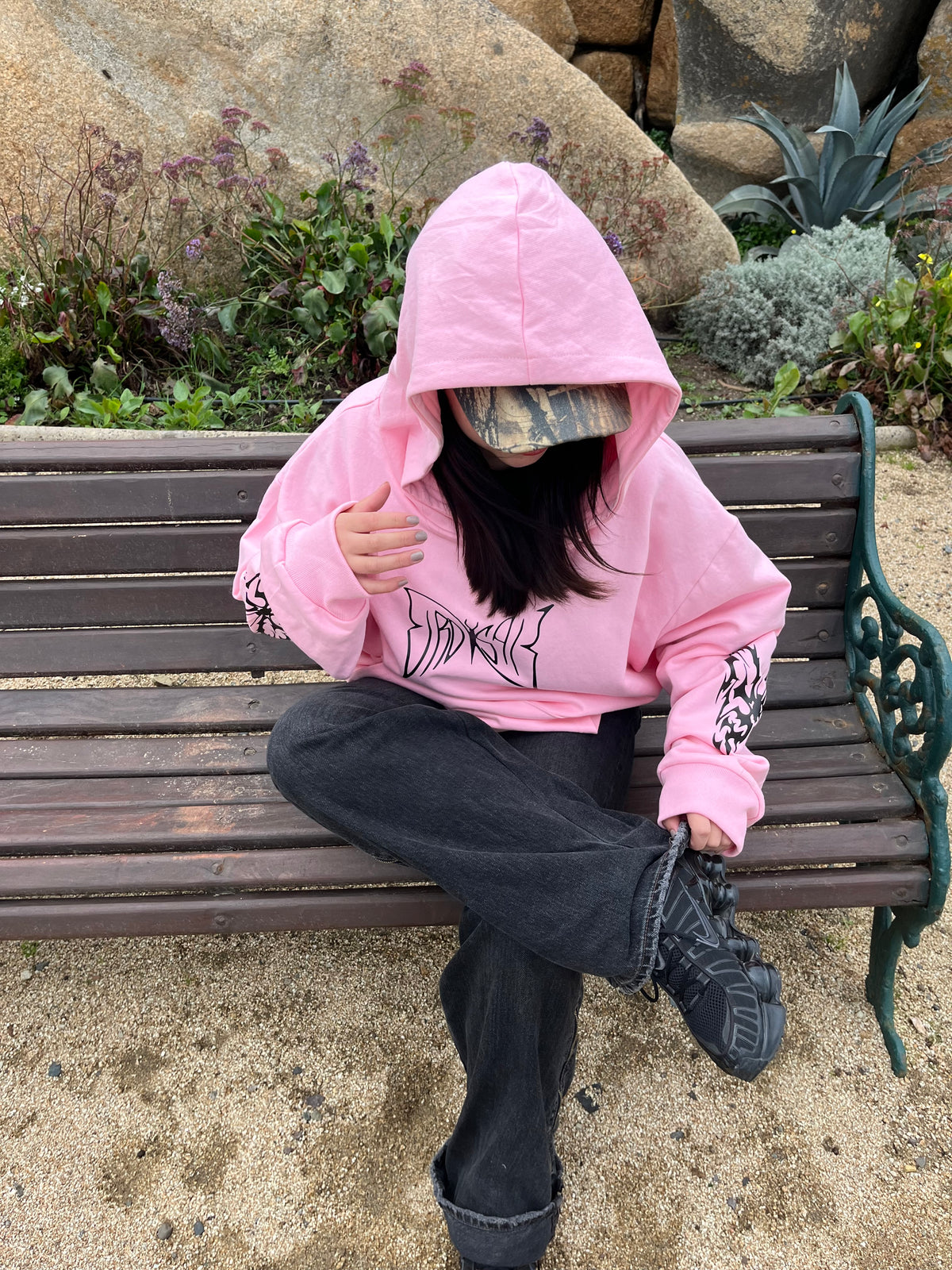 Butterfly Emblem - Hoodie Mangas Globo Pink