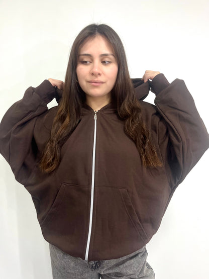 Basic Coffe  - Hoodie Zip Mangas Globos