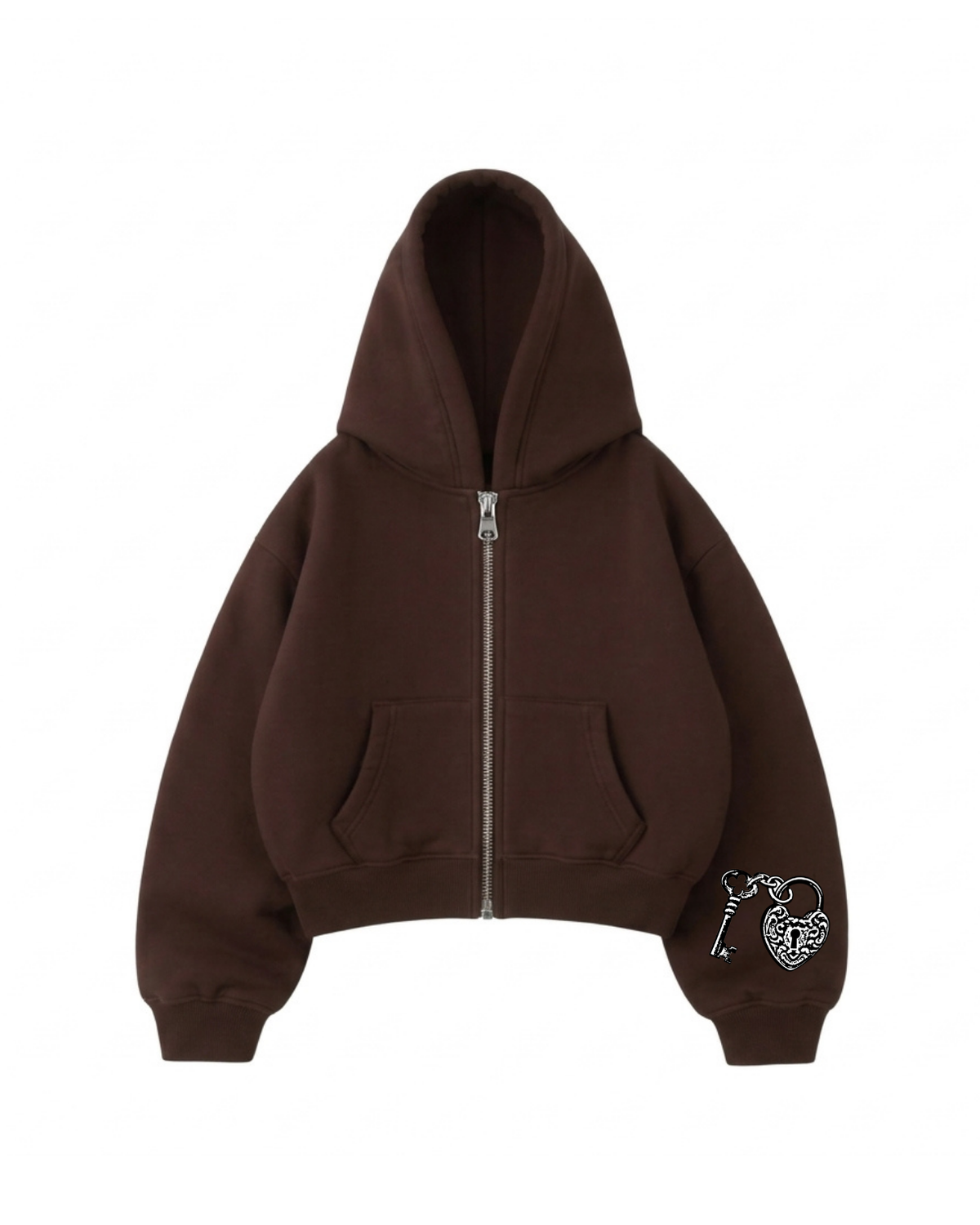 Key Heart - Hoodie Mangas Globo Zip Coffe