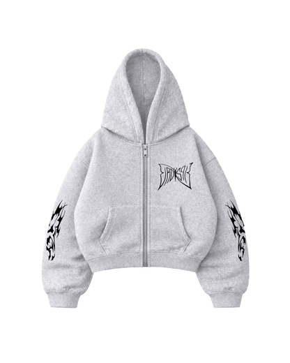 Butterfly Emblem  - Hoodie Zip  Mangas Globo grey