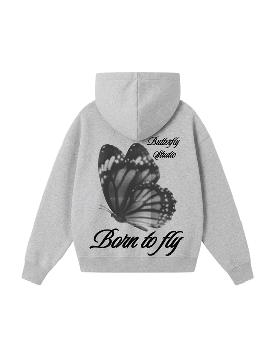 Born to fly -Hoodie Clásico gris
