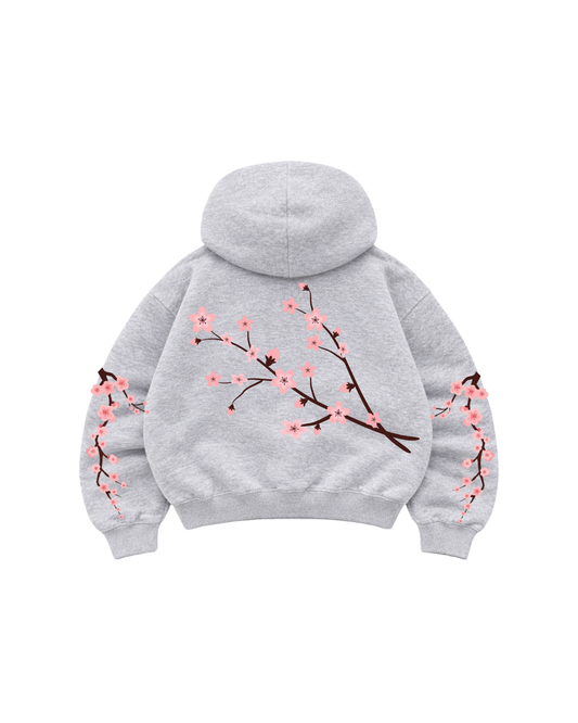 Garden Tree - Hoodie Zip Manga Globo Gris
