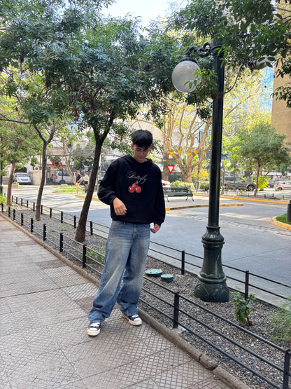 Cherry - Hoodie Mangas Globo Black