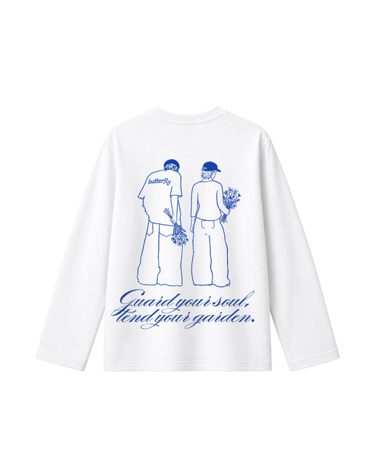 Garden Drawing-Camiseta Manga larga white