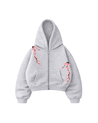 Garden Tree - Hoodie Zip Manga Globo Gris