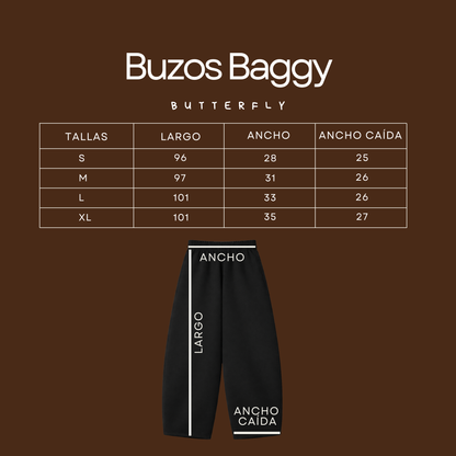 Butterfly Emblem - Buzo Baggy Black Puff